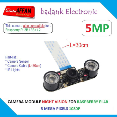 Camera Module 5MP Night Vision (with-IR) for Raspberry Pi 4B / Raspberry Pi 3B
